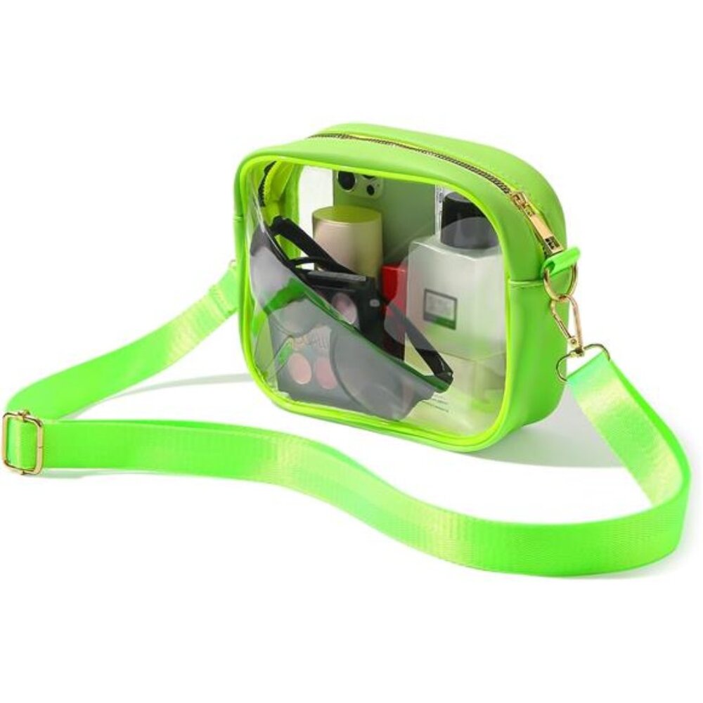 Clear Bag Stadium Approved, Crossbody Transparent Bag  - Bright Green